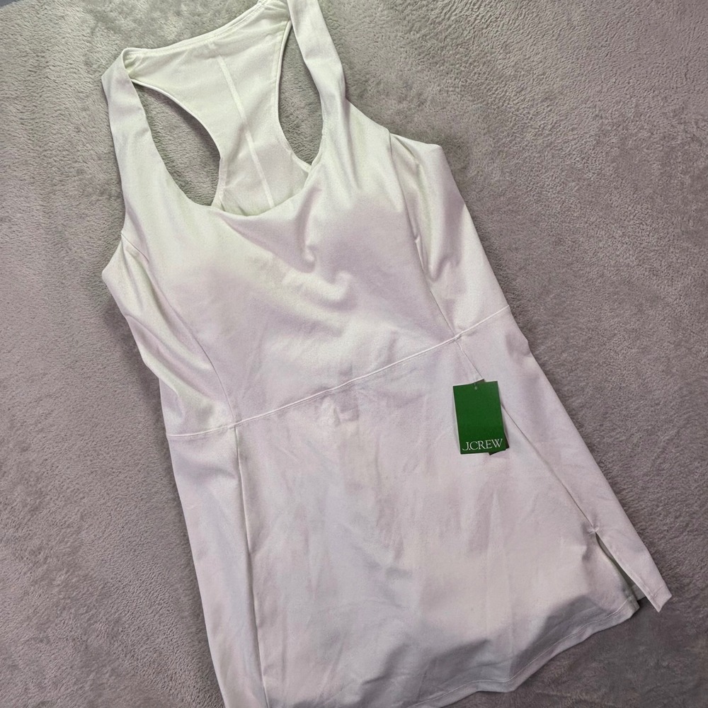 J.Crew‎ Women Active Dress L White CloudStretch Racerback Built-in Shorts BP015